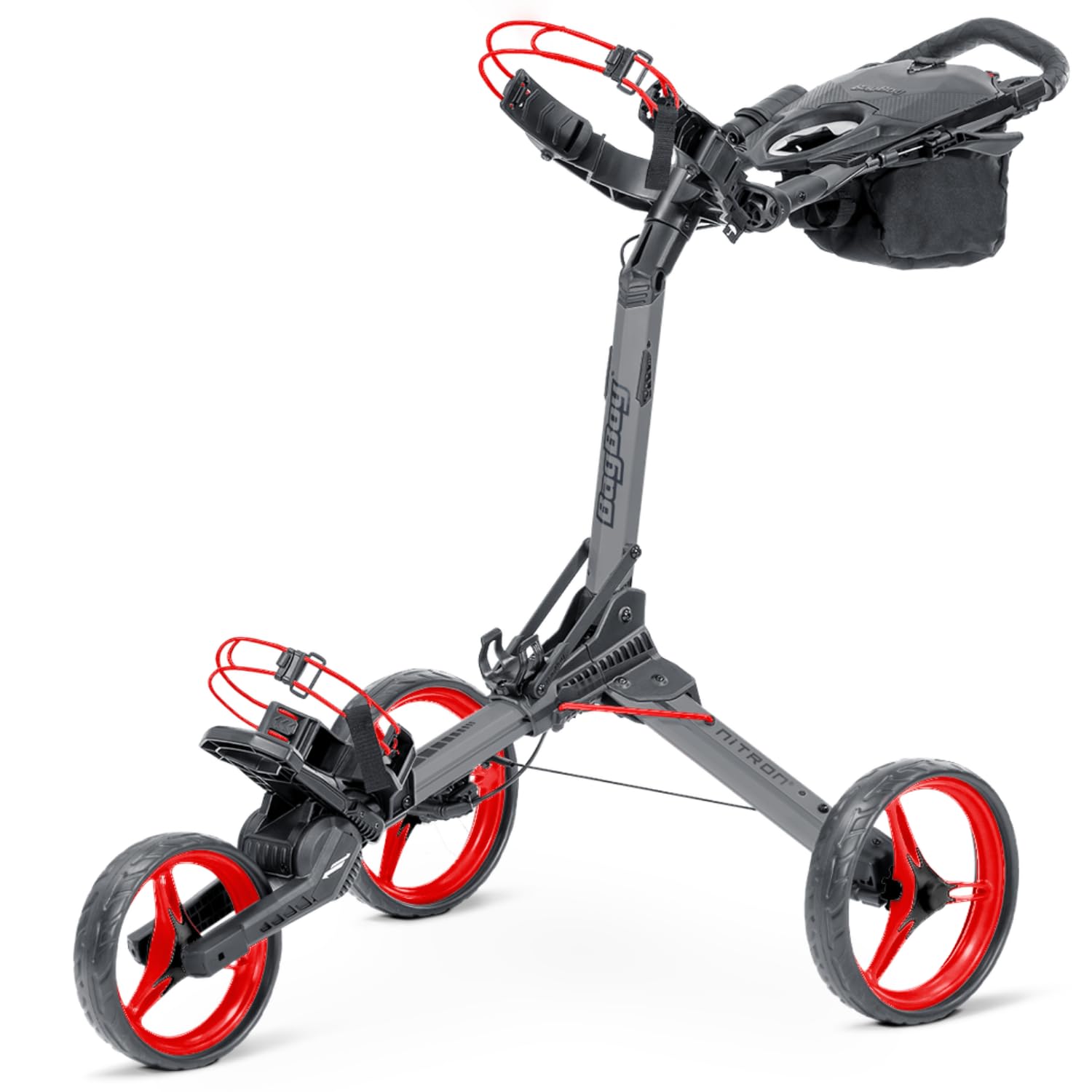 Bag Boy Nitron Golf Push Cart, Battleship Gray/Red