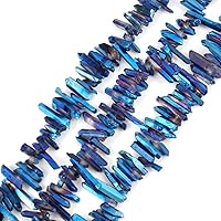 Vista 13 de Adabele - 2 hebras de piedras preciosas sueltas de cuarzo blanco natural en bruto curativo, punta perforada grande (30 pulgadas) GA-E1