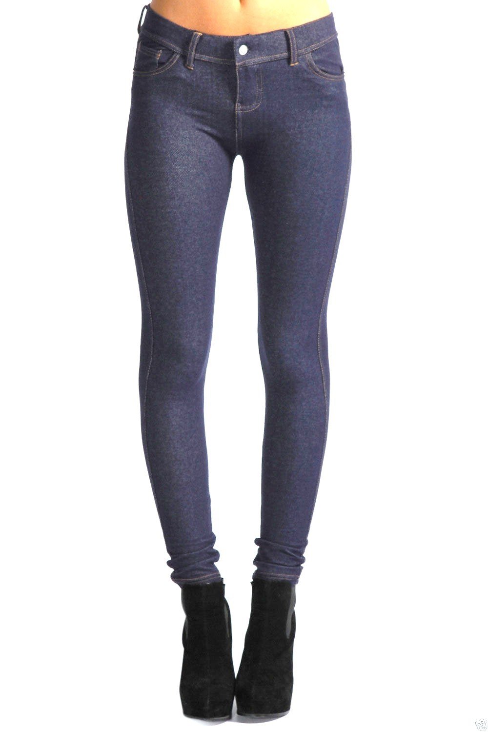 FASHION INSTYLE Skinny Womens Jeans Stretchy Jeggings Ladies New Fit Coloured Trousers (18, Navy)