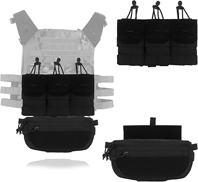 Modular MOLLE Storage Attachments, 3-in-1 Tactical Mag Pouch for Gear and Tactical Mounts Accessory Bag, Camo Multi-Use Belly Pack