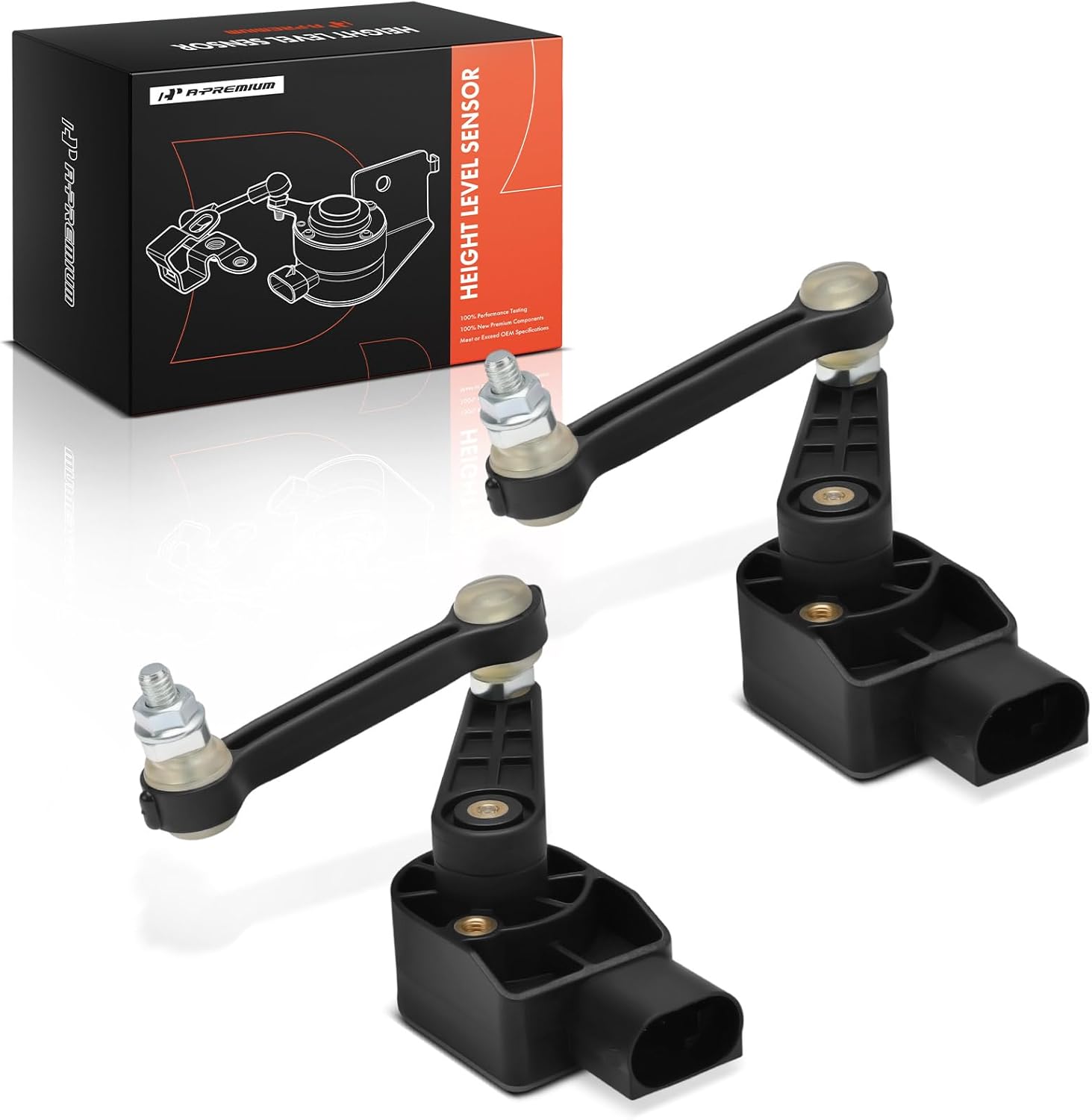 A-Premium Ride Height Level Sensor Compatible with Audi Q7 2007-2015 & Volkswagen Touareg 2004-2010 & Porsche Cayenne 2003-2006 2008-2010, Rear Side, 2-PC Set