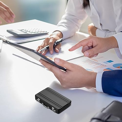 Miniatura 7 de Oudain Maleta para tarjetas de visita de aluminio, 2 unidades, con bolsillo impermeable, para hombres, organizador de identificación, maletín de