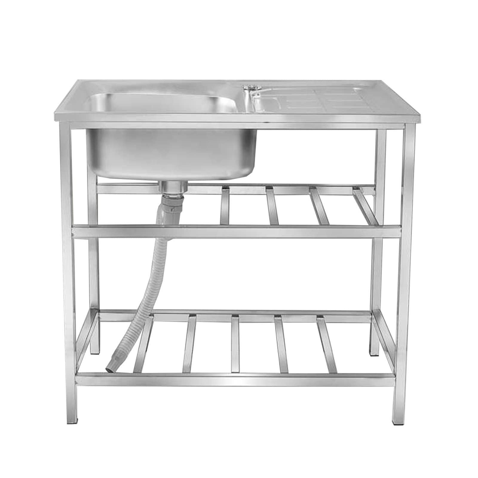 CZYWKDDPP Commercial Set, Free Standing Utility Stainless Steel 1 Compartment,Washing Hand Basin With Faucet,Utility Washing Workbench, For Indoor Outdoor(Without Faucet,100 * 50