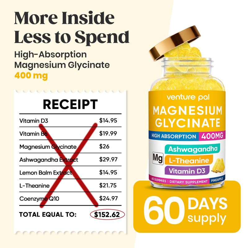 Image of 60 Day Supply Magnesium Glycinate 400mg Gummies Sugar Free High Absorption