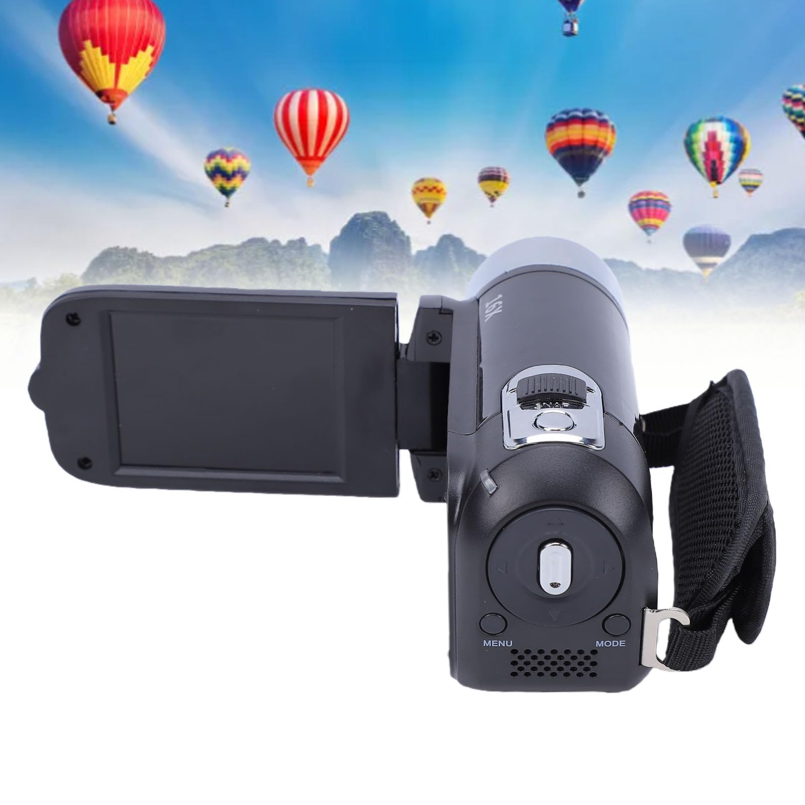 Videocamera Portatile per FHD con Zoom Digitale 16X, Rotazione Full HD Ad Alta Definizione 16X Tragbar DV Camera (BLACK)
