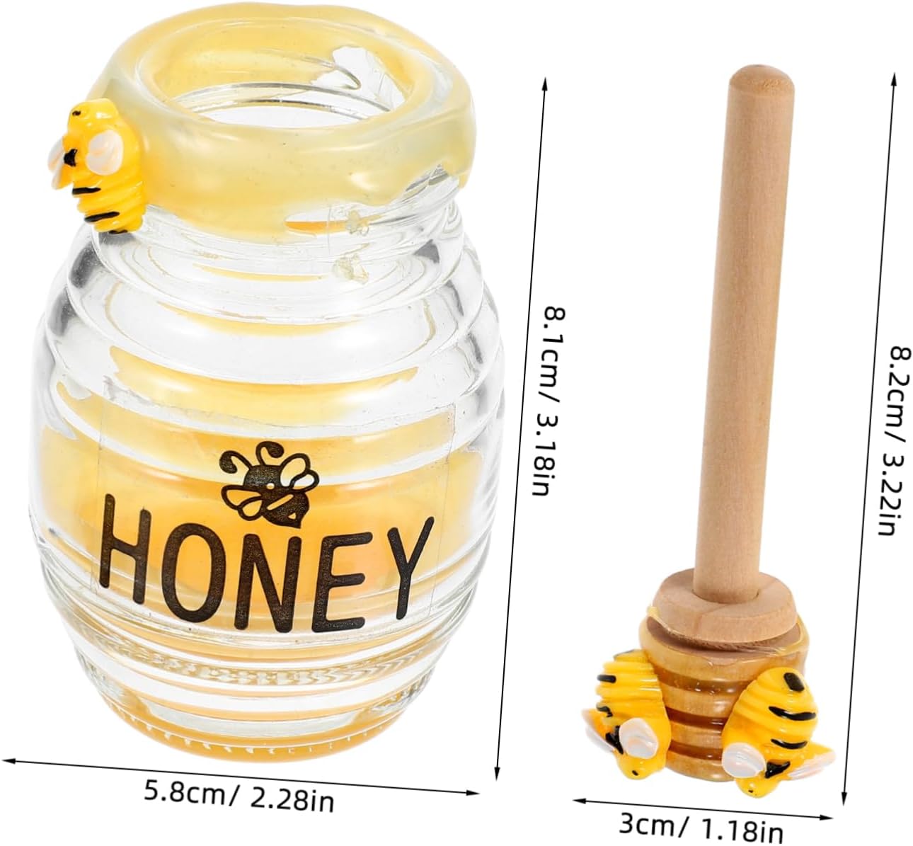 GLEAVI Honeybee Tiered Tray Decor Bee Honey Jar Decor with Honey Dipper Bumblebee Party Decorations for Spring Summer Farmhouse Kitchen Shelf Table Centerpiece 3.18 X 2.28 X 2.28 in