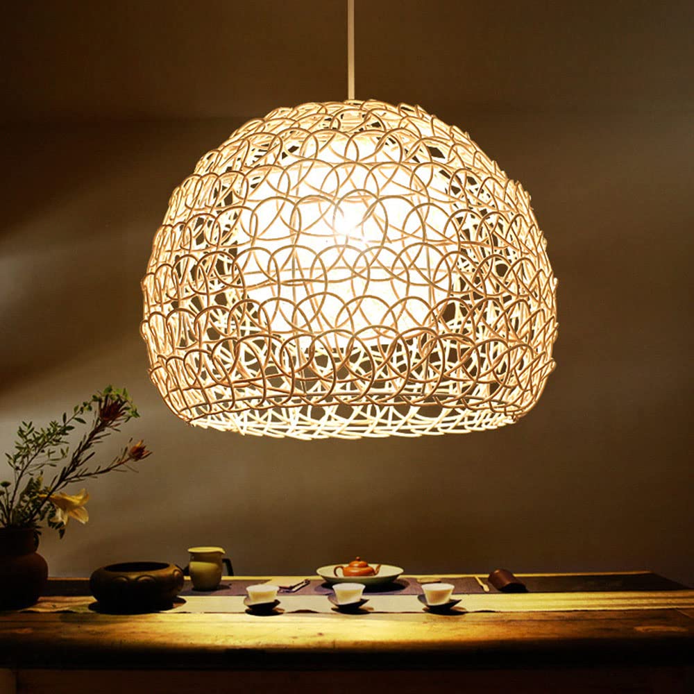 CHENKUI Lámpara Colgante De Mimbre De Bambú, Decoración De Nido De Pájaro, Pantalla De Lámpara Iluminación De Lámpara Colgante Tejida De Mimbre para Interiores Lámpara De Techo De Estilo Asiático