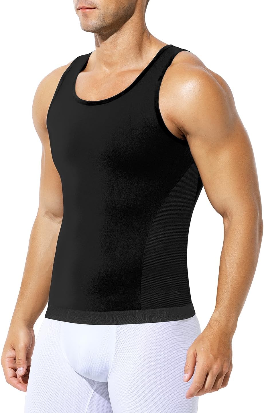 Men's Compression Tank Top Undershirts Slimming Body Shaper Vest Workout Shapewear - Image 2