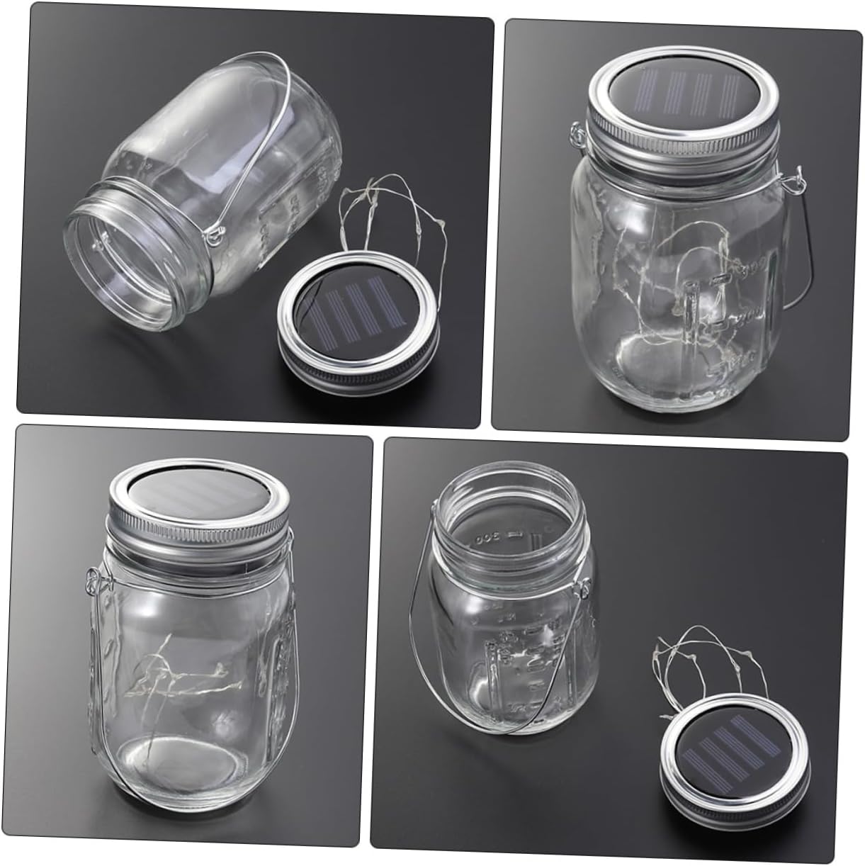 3pcs Jar Solar Lights Solar Lanterns for Garden Decor Outdoor Decor Lights for Home Balcony Fence Driveway Christmas Tree