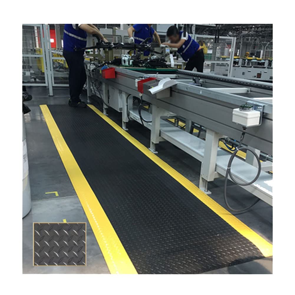 Tappetino industriale anti-fatica antiscivolo, 120 x 120 cm, per officina e catena di montaggio, per stazioni di lavoro estese, colore nero