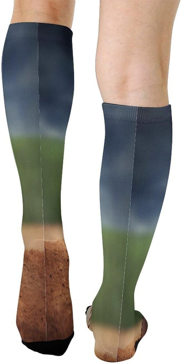 Baseball Compression Sock Circulation Support Socks Lightweight Knee High Tube Sock Over-The-Calf Sock for Adult