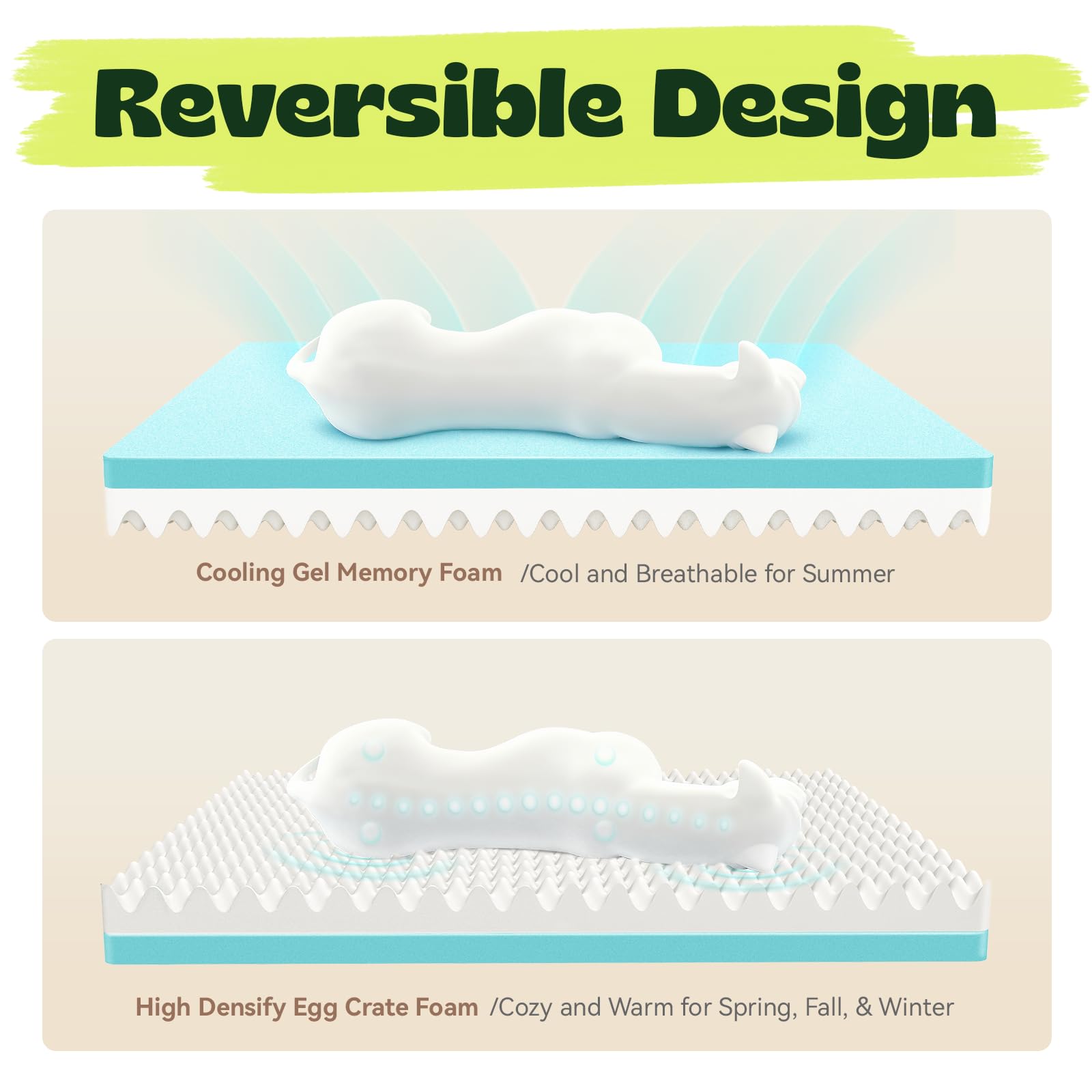 Orthopedic Cooling Dog Bed for Medium Large Dogs,Rectangle Sofa Bed with Cool Gel Memory Foam & Egg Crate Foam,Waterproof Removable Washable Cover, Ideal for Senior Pets,Grey - image 2