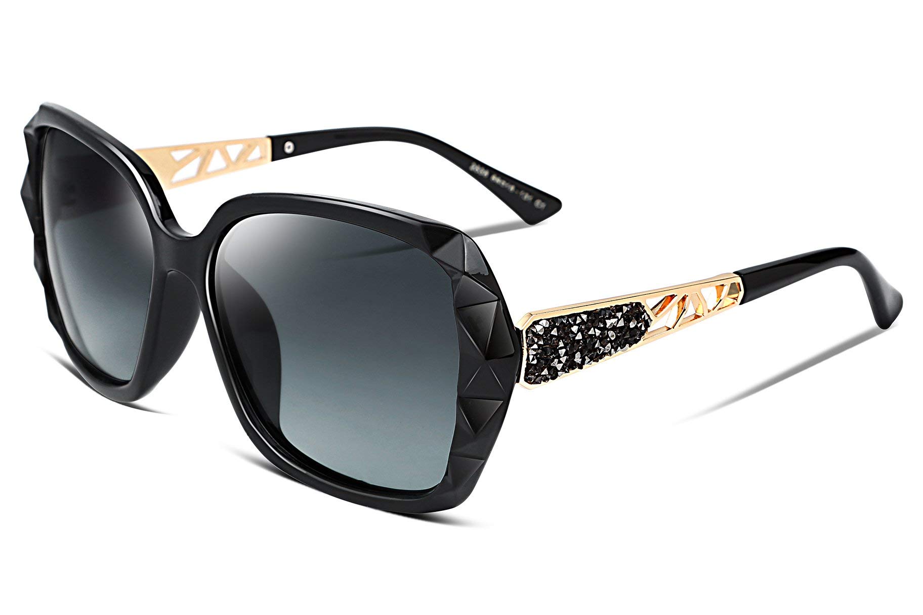 Polarized Women Square Sunglasses Sparkling Composite Shiny Frame B2289