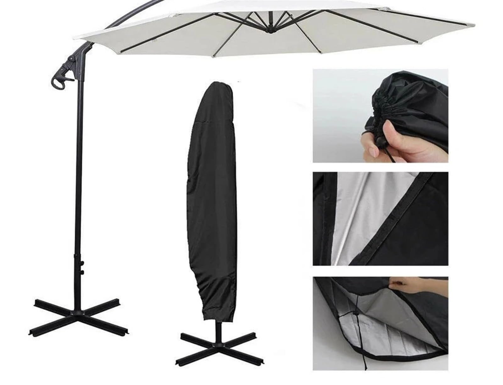Housse pour Parasol Housse de Protection imperméable for Parasol Jardin, terrasse, en Tissu Oxford, for déporté, Contre la Pluie(205cm)