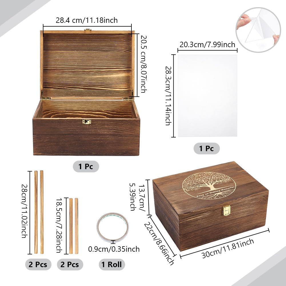 UNICRAFTALE Caja de recuerdos de madera marrón coco del árbol de la vida, cajas grandes de recuerdos con tapa con bisagras, caja de almacenamiento decorativa de madera con separadores para
