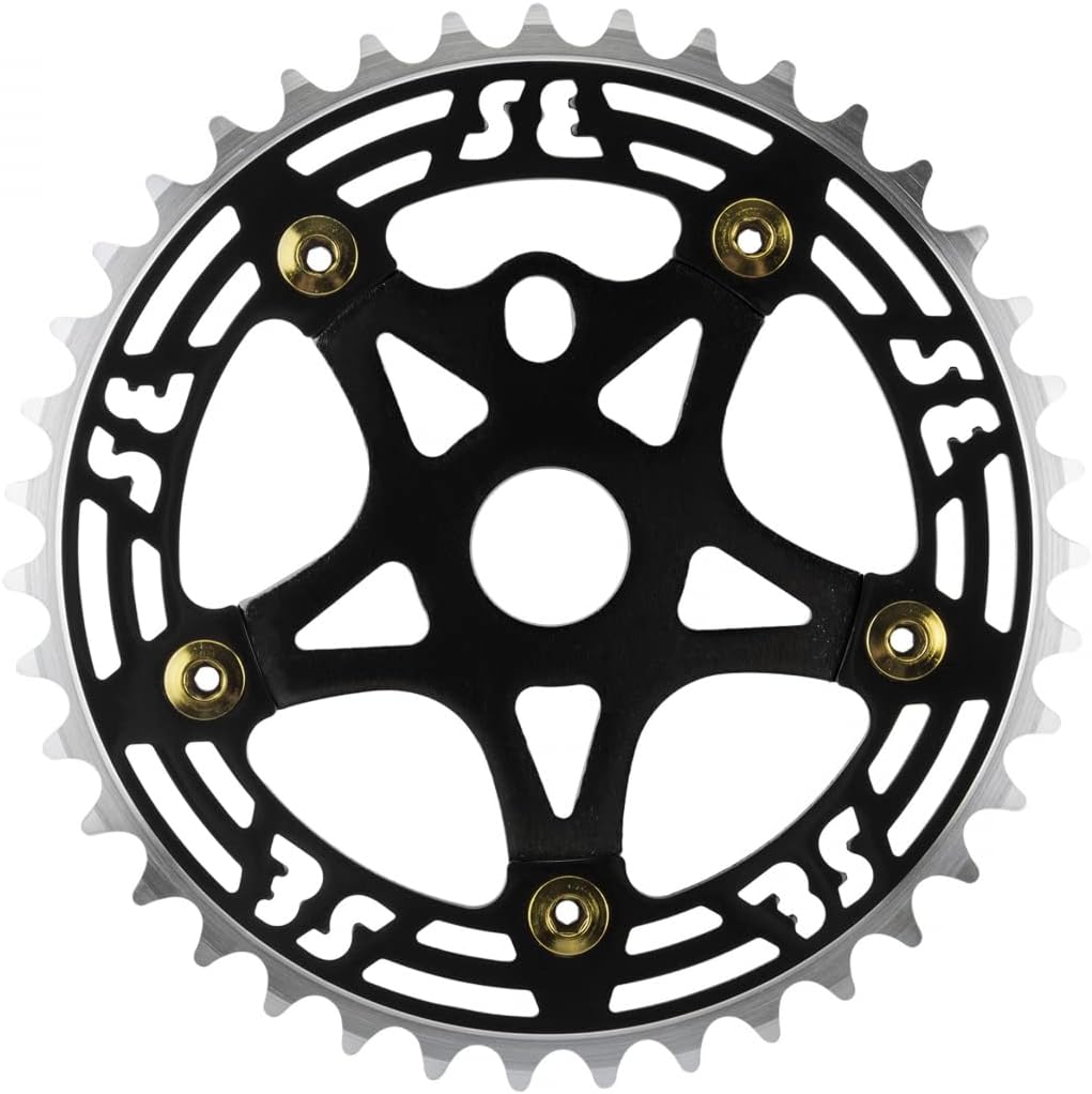 SE BIKES One Piece Alloy Chainring & Spider - 39T, 1/8 - Black/Black - P107-39T + AP13