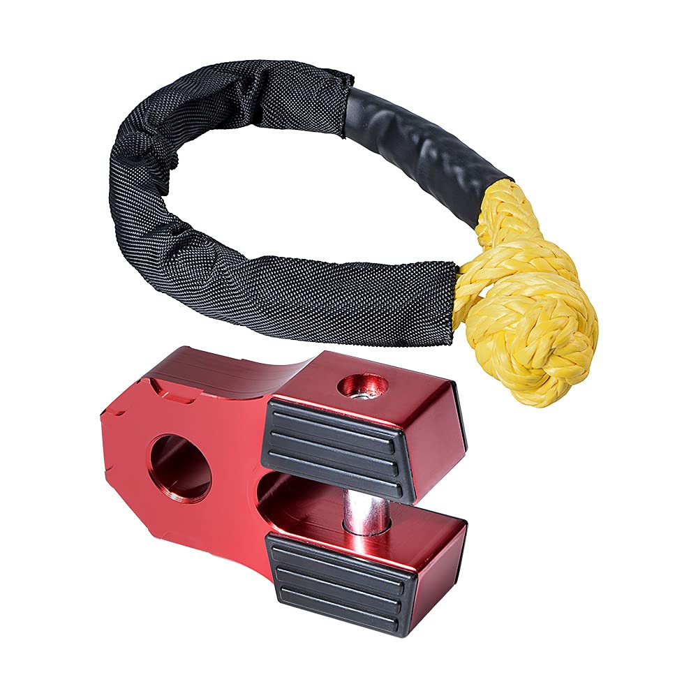 Astra Depot Winch Accessory Red Winch Shackle Mount Flat Towing Hook with Iron Pin & Rubber Guard-30,000 lbs & 1/2
