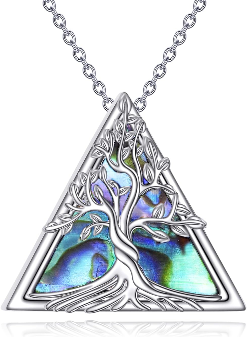 Tree of Life Necklace 925 Sterling Silver Tree of Life Pendant Necklace Abalone Shell Jewelry Gift for Women
