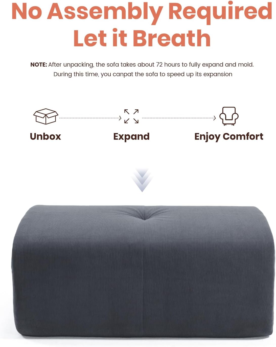 Soft Boneless Lounge Couch for Apartment Living, Ideal for Renters & Small Homes, Casual Seating for Relaxing in Living Rooms