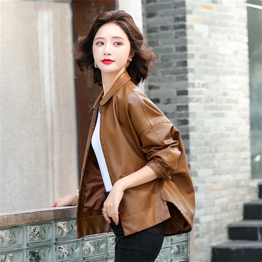 Cappotto In Pelle Casual Da Donna Giacche Solide Da Strada Per Abbigliamento In Ecopelle Primaverile E Autunnale