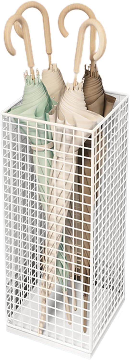 Metal Umbrella StandDecorative Entryway Umbrella HolderStylish Wire DesignFreestanding Square Mesh Support for Wet UmbrellasPerfect for Home & Office