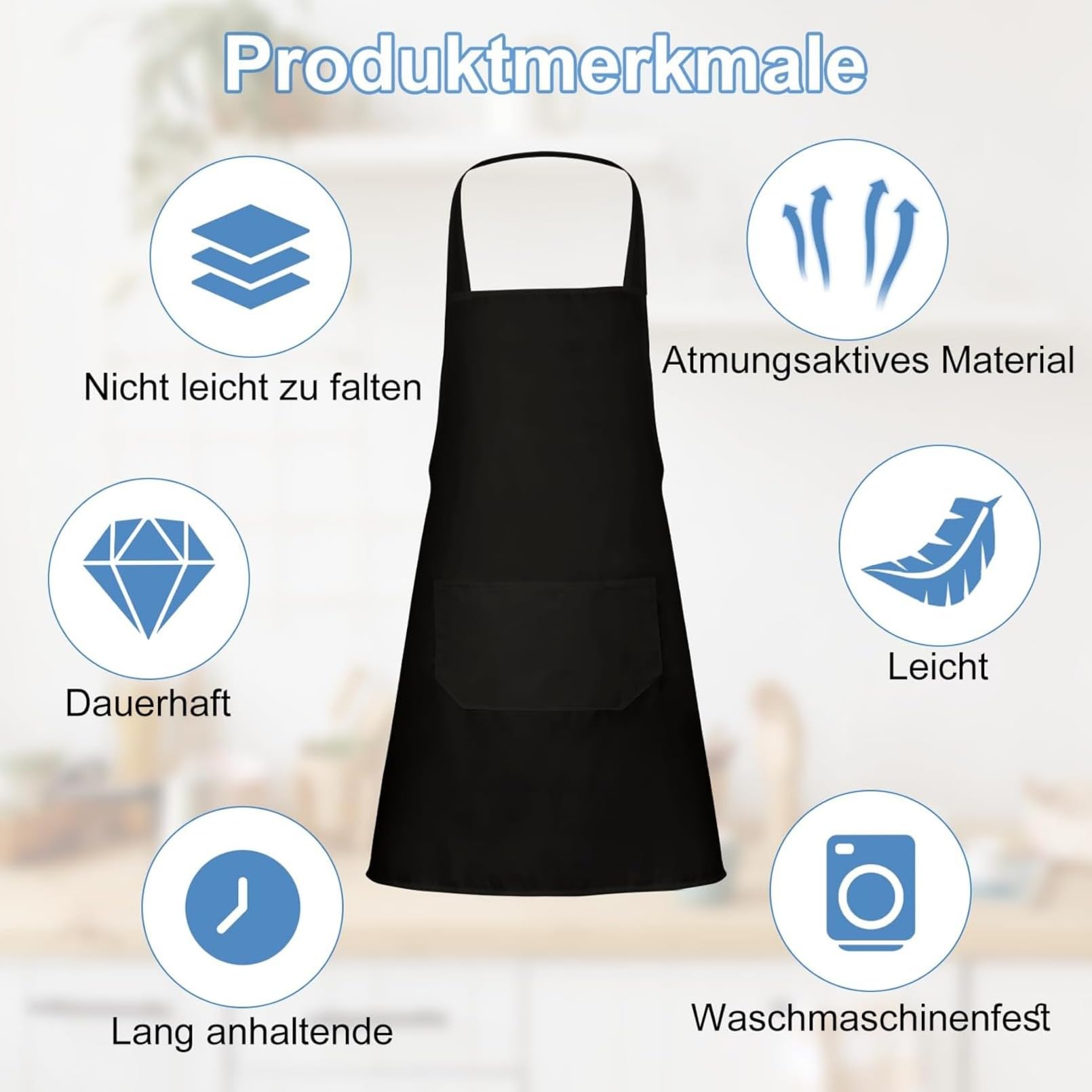 Jeffbaubl Delantal de cocina de 12 piezas, ajustable con 2 bolsillos, delantal de cocina, correa ajustable para el cuello, delantal unisex para cocinar, hornear, restaurante, cafetería