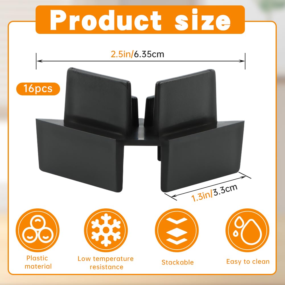 16 Pcs Tray Stackers for Harvest Right Freeze Dryer Trays,Stacks 5 Trays, Freeze Dryer Machine Accessories,Dried Food Storage,Black