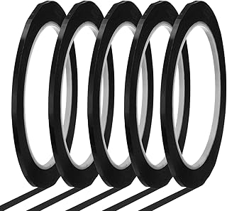 sourcing map Cinta de pizarra blanca de 3 mm x 66 m, cinta de marcado de cuadrícula para aula, oficina, pizarra de borrado en seco, color negro, paquete de 5