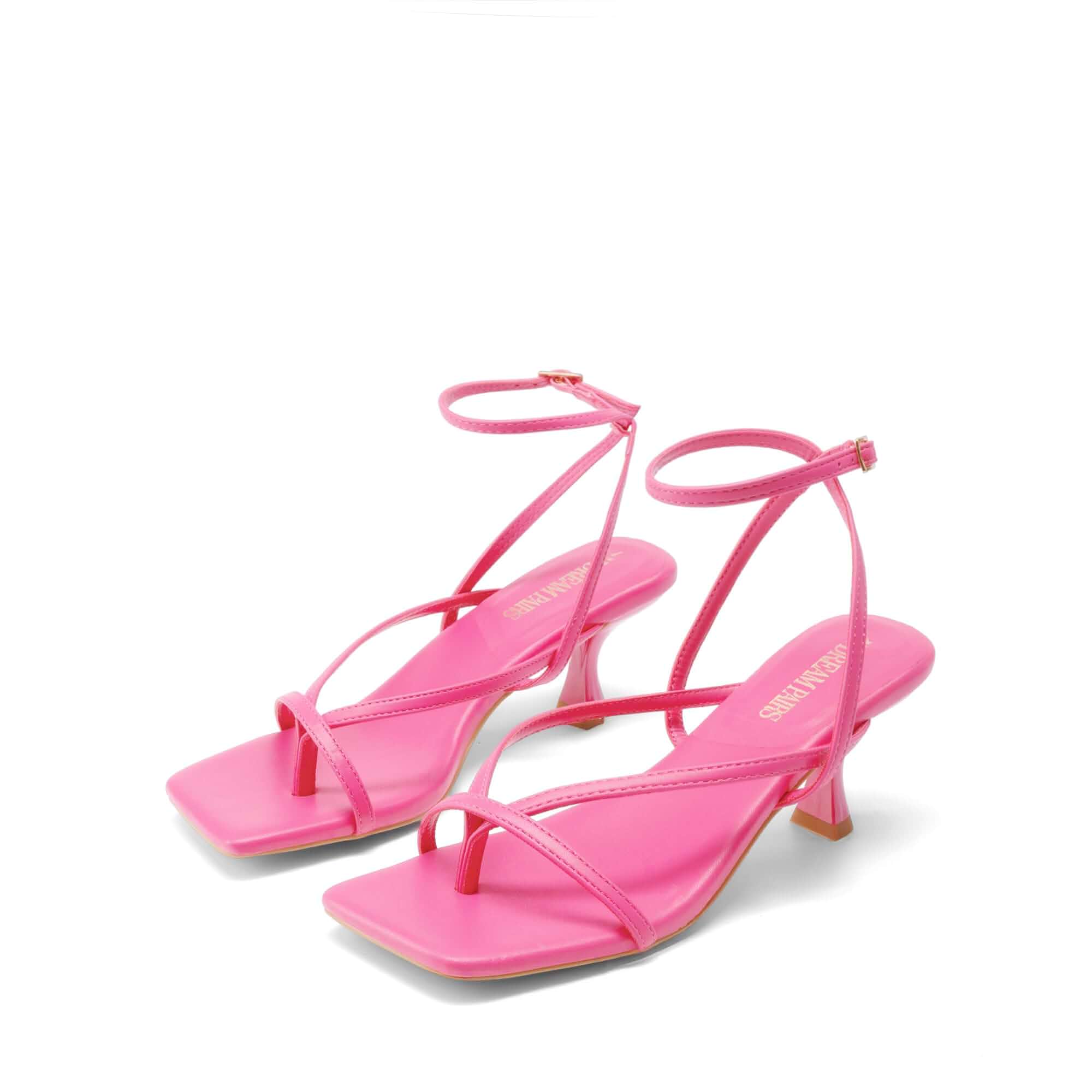 DREAM PAIRS Women's Dressy Thong Kitten Heel Sandals Strappy Square Open Toe Heels with Ankle Strap, Comfort Heeled Sandals for Wedding Guest, Party, Prom Occasions