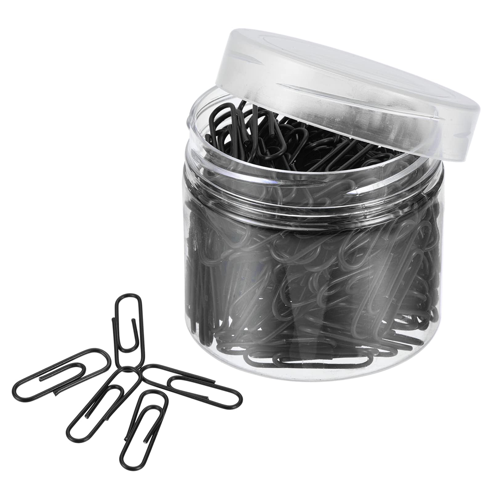MECCANIXITY Paper Clips Small Size 1.1 Inch Vinyl Coated to Prevent Tearing Pages with Box for Organize Office Home Black Count 200
