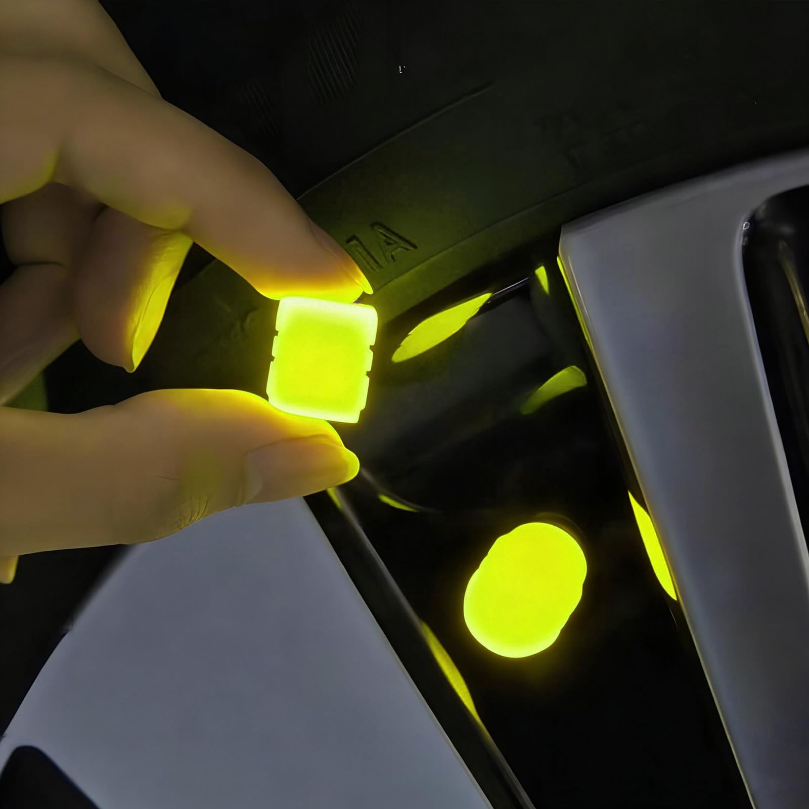 8PCS Dust Caps for Car Bike Tyres Universal Fluorescent Tire Valve Caps Glow in the Dark Car Bike Wheel Stem Covers, Durable Dust Caps Fit for Car, Children's Bicycles Safe at Night (Yellow) - 3