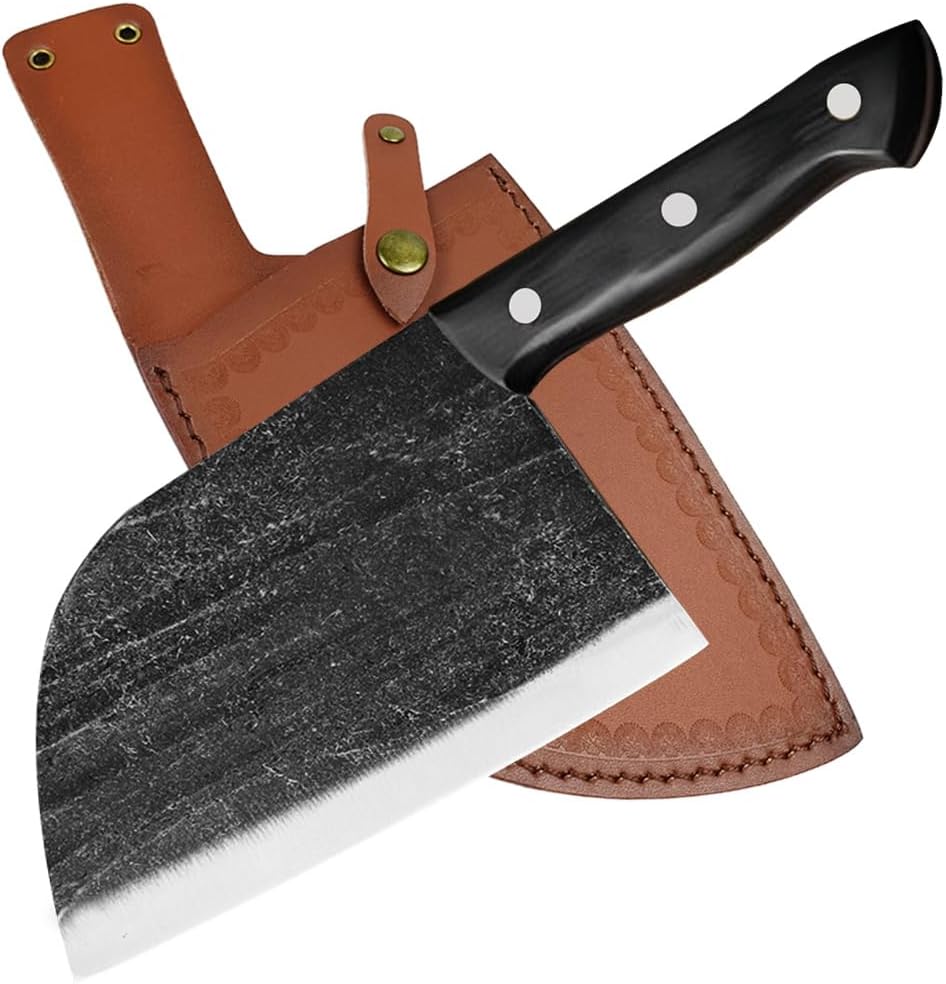 BFYLIN Chef's Knife with Leather Sheath, Handmade Chef's Knife Serbian