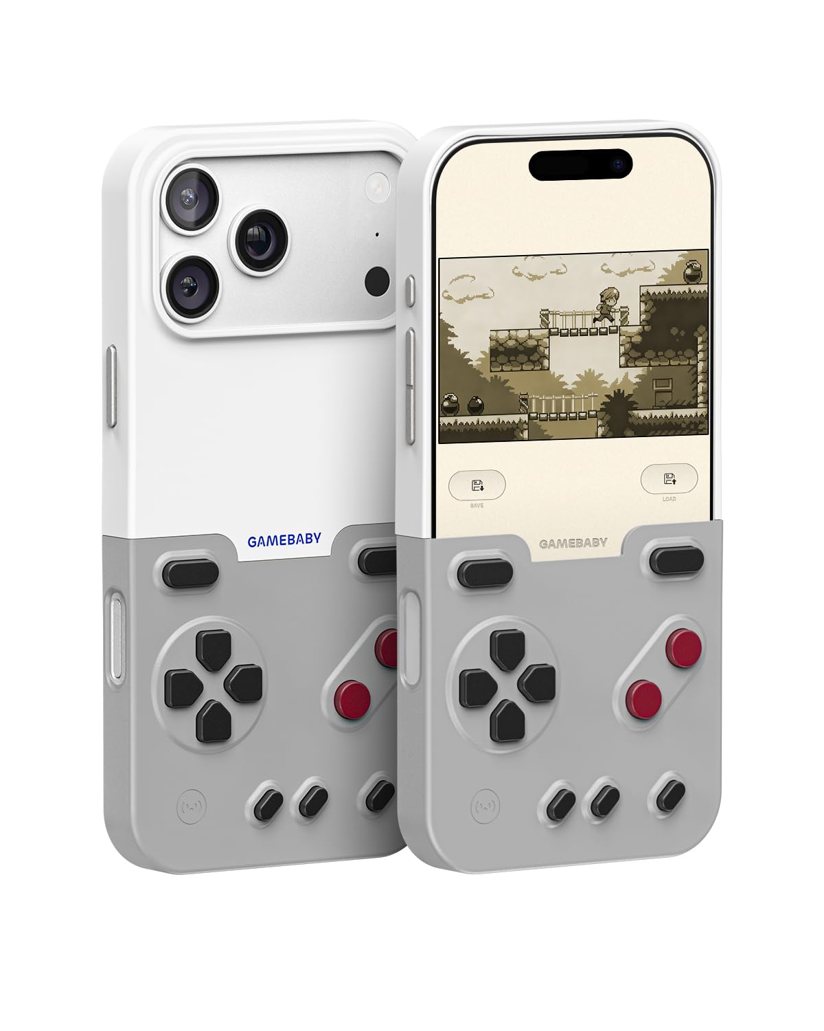 GAMEBABY Cover per iPhone 17 Pro Max, iPhone 17 Pro Max Case Game Controller, Innovativa Custodia per iPhone 17 Pro Max per GBA, GBC, NES Giochi Retrò, Grigio