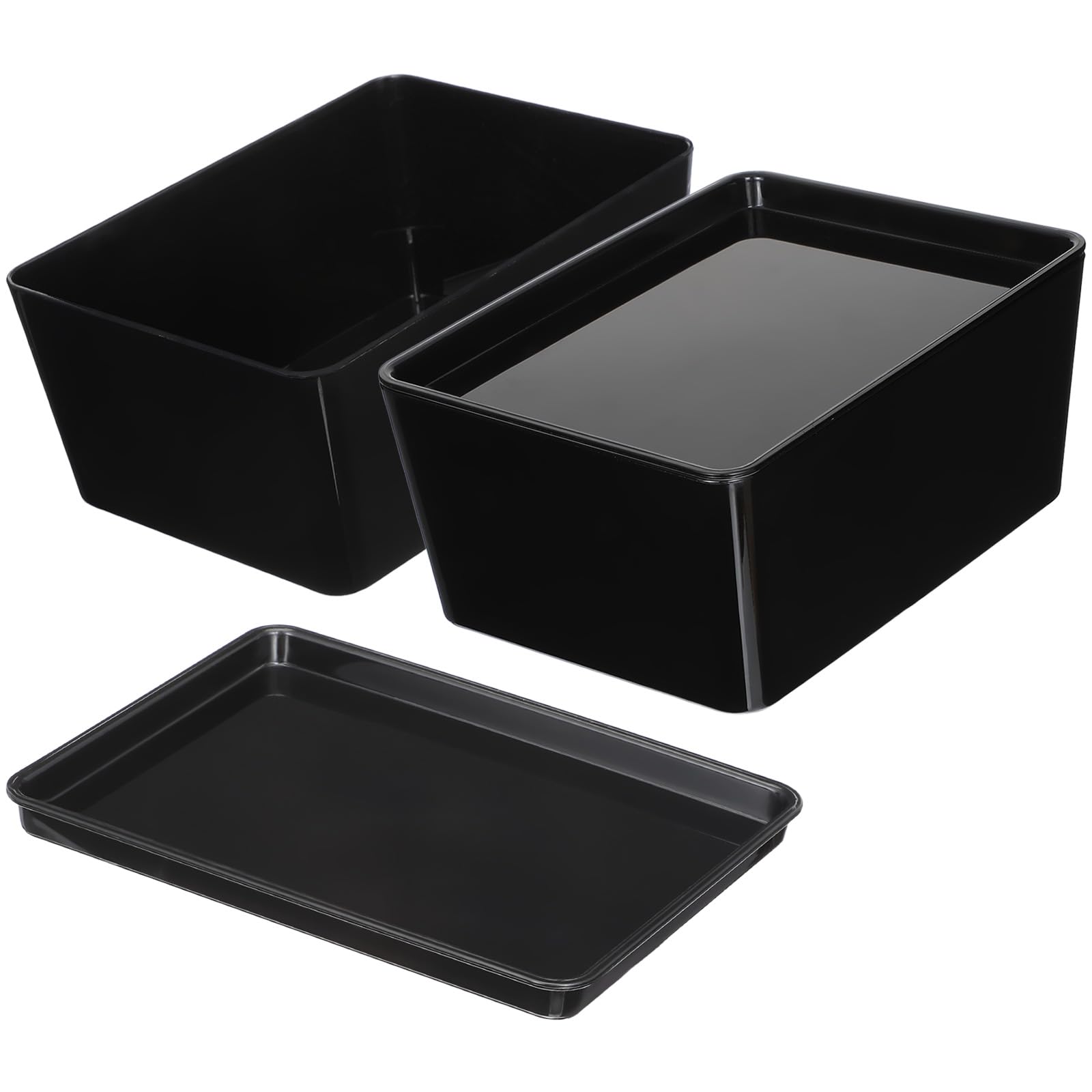 Panier de rangement de bureau lot de 2 bacs noirs compacts pour la maison