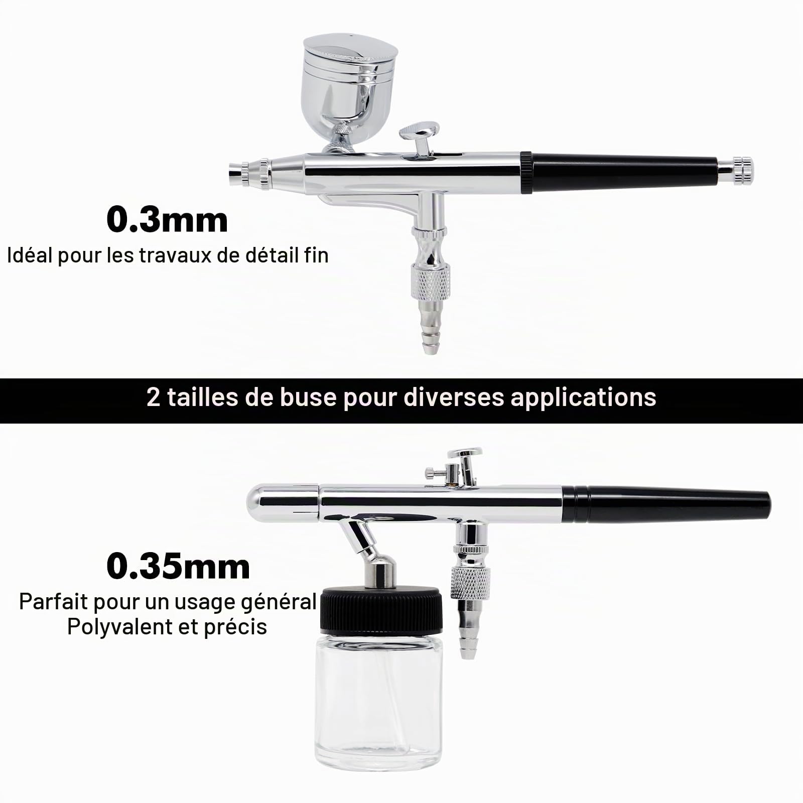 Kit aérographe AS186 AS 186 avec compresseur avec réservoir et 2 aérographes double action et tuyau