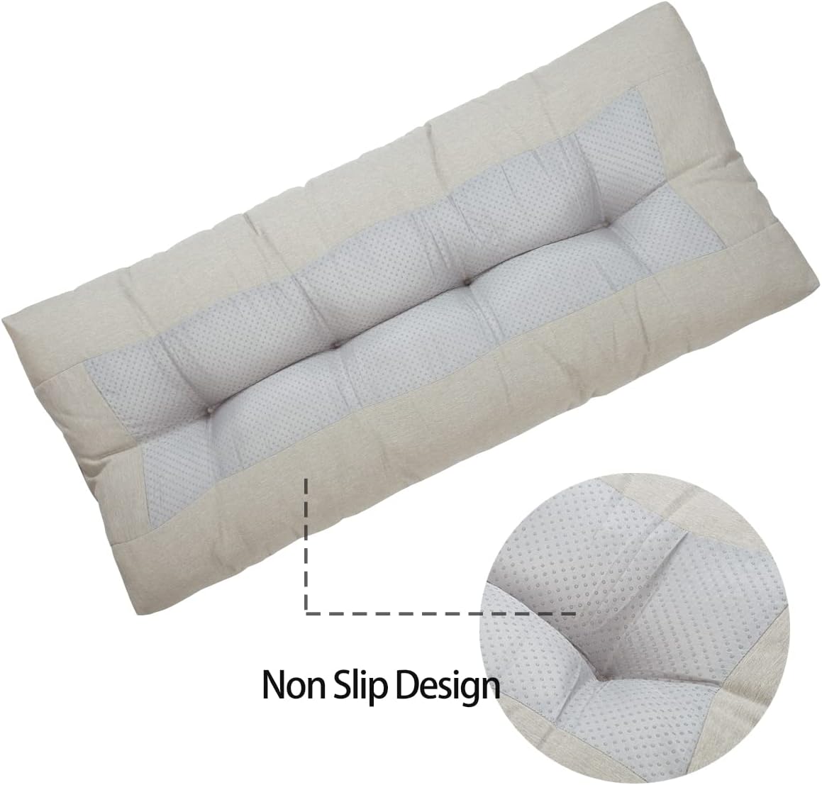 funhome outdoor bench cushion 42 x18 inch with non-slip grips,water resistant porch swing cushion,bench pillow pads,tufted cushions for patio garden furniture,42" seat cushions(light brown) light brown 42 x 18 x 5 inch