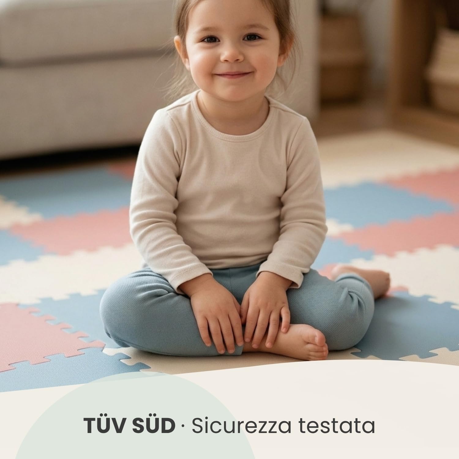 LittleTom 27 Pezzi Tappeto Puzzle per Bambini - Certificato TÜV - Piastrelle EVA con Bordi 30x30 cm - Pavimento Morbido e Antiscivolo - Superficie Puzzle Protettiva per la Cameretta e Gioco a Terra