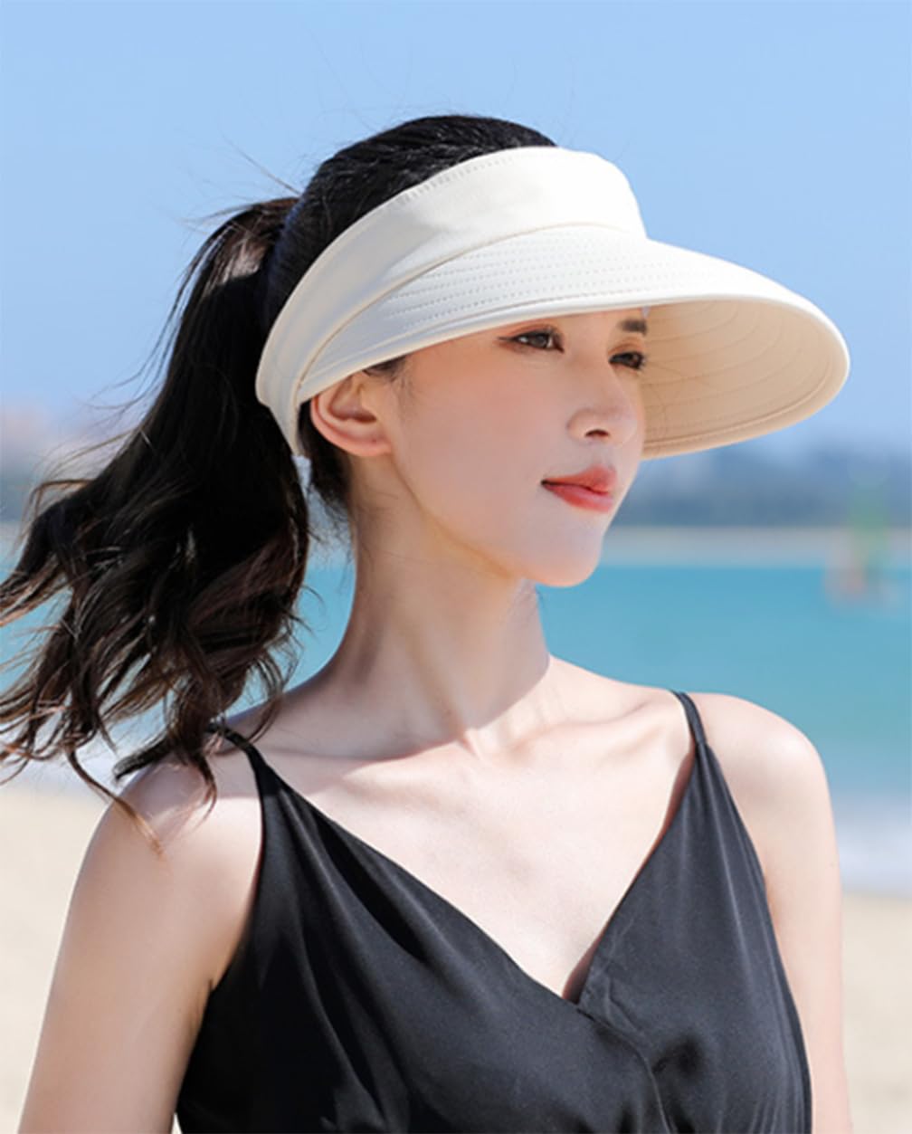 Gorra con visera deportiva para verano, gorro para el sol, desmontable, para mujer, ala ancha, plegable, sombrero de playa, viaje, protección UV, gorra de béisbol, piscina, camping, pesca, jardinería