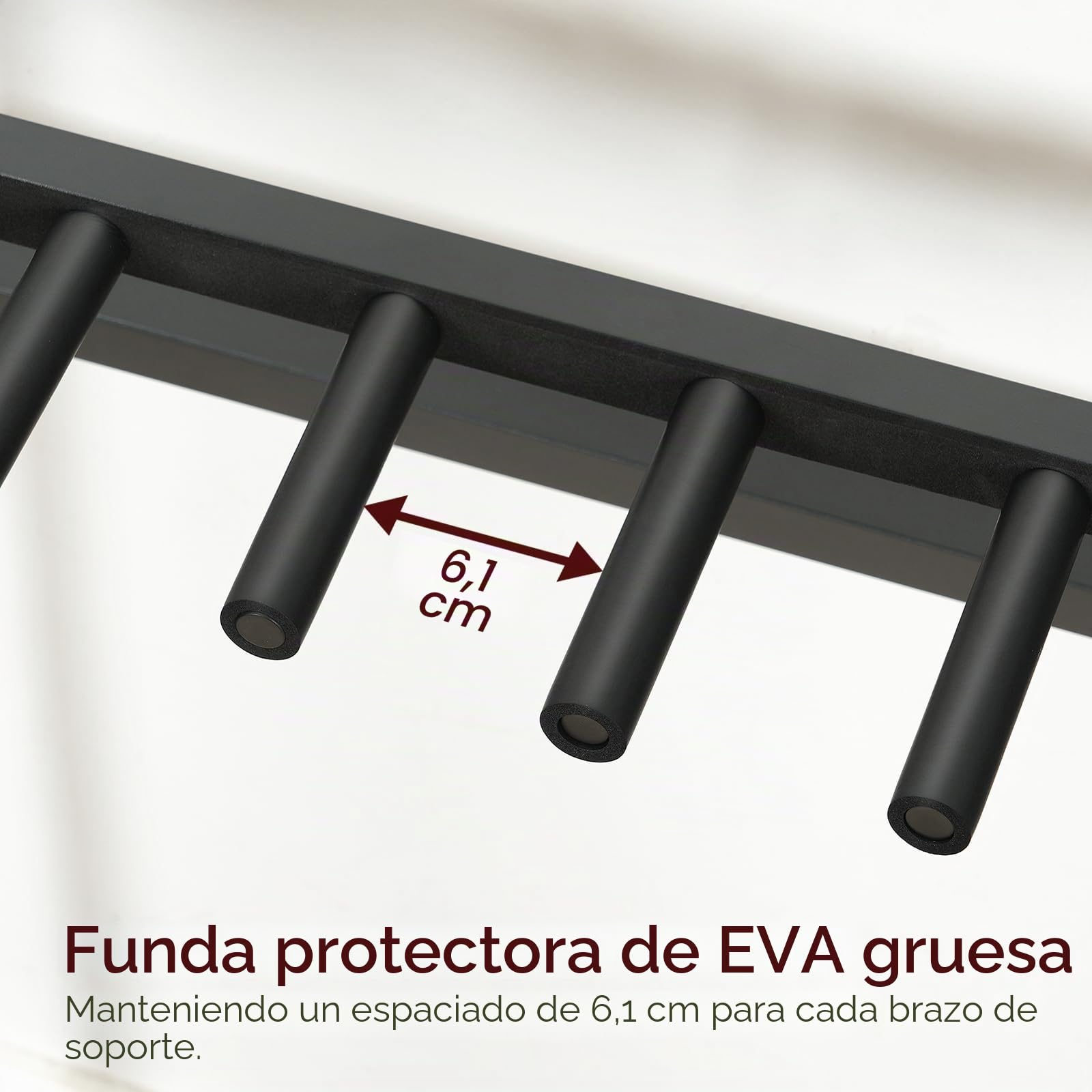 MAHANCRIS Soporte de Guitarra, Estantería para 7 Guitarras de Dos Niveles, para Guitarra Acústica, Guitarra Eléctrica, Bajo, Ukelele, Banjo, Revestimiento Protector de EVA, Negro AGSHB6701