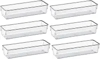 Organizador de Gaveta Ajustável, 6 Compartimentos, Acrílico, Transparente, Divisórias Modulares, Resistente Multiuso para Talheres, Banheiro, Escritório, Maquiagem 15X7.5X5.5CM