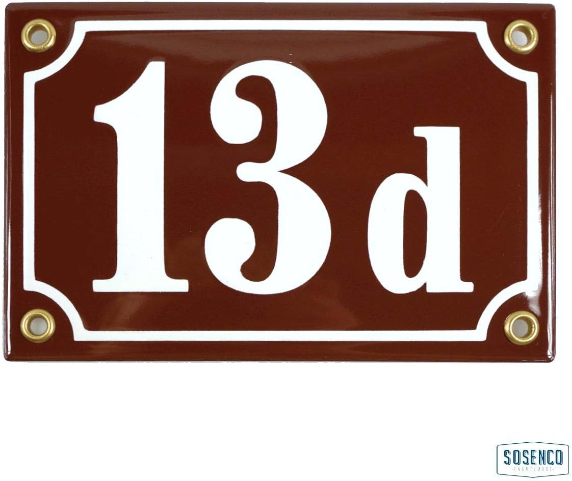 Porcelain Address Plaque 4.7″x6.7″, Customisable Handcrafted Enamel Door Sign, French Classic Style, Personalized House Number, guarantee