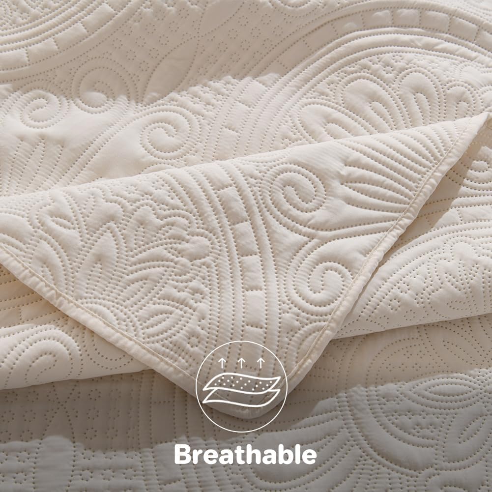 DUJUIKE Copriletto Matrimoniale, Piumone Trapunta Leggera, Coperta Da Letto Con Motivo A Girasole, Utilizzabile Come Copridivano, Lenzuolo, Adatta Per Letto E Divano (Crema, 220x240cm)