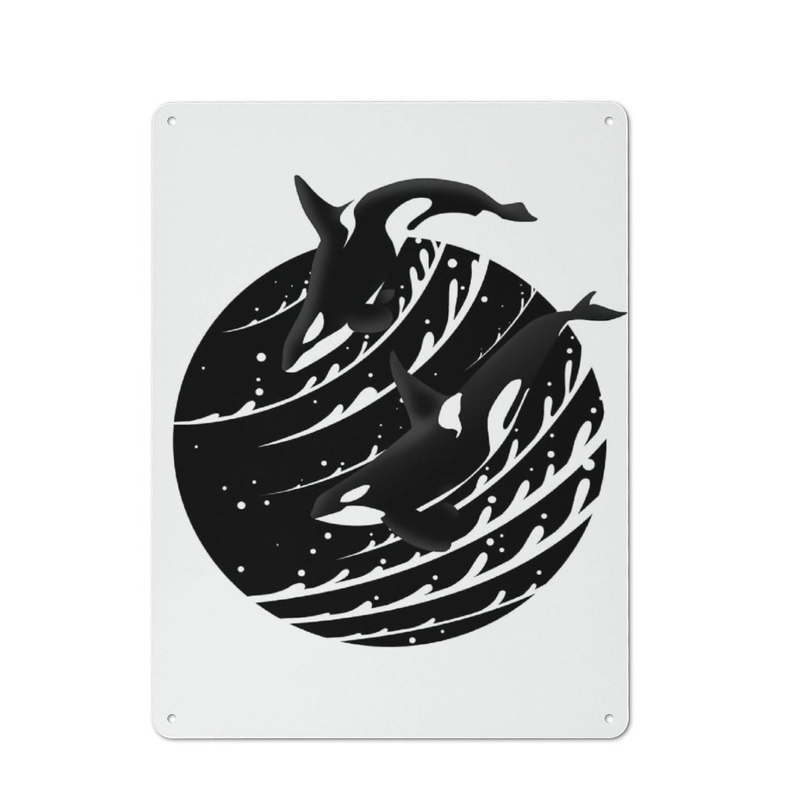 Junmoney Minimalist Killer Whale Vintage Tin Sign 40X30cm For Hobby Room Or Studio, A New Home Present For Creative Interior Collectors