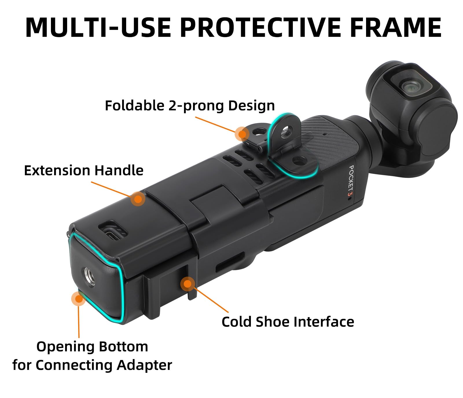 Adattatore Con Telaio E Doppia Slitta Fredda Per DJI Osmo Pocket 3 - Supporto 1/4"