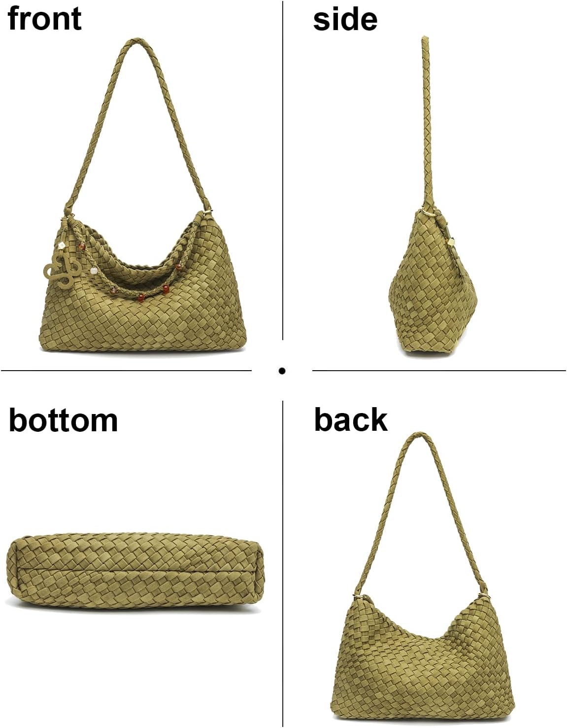 Shoulder Bag for Women,woven tote bag,Fashion Suede hobo bags with Purse,Handmade daily commuting use