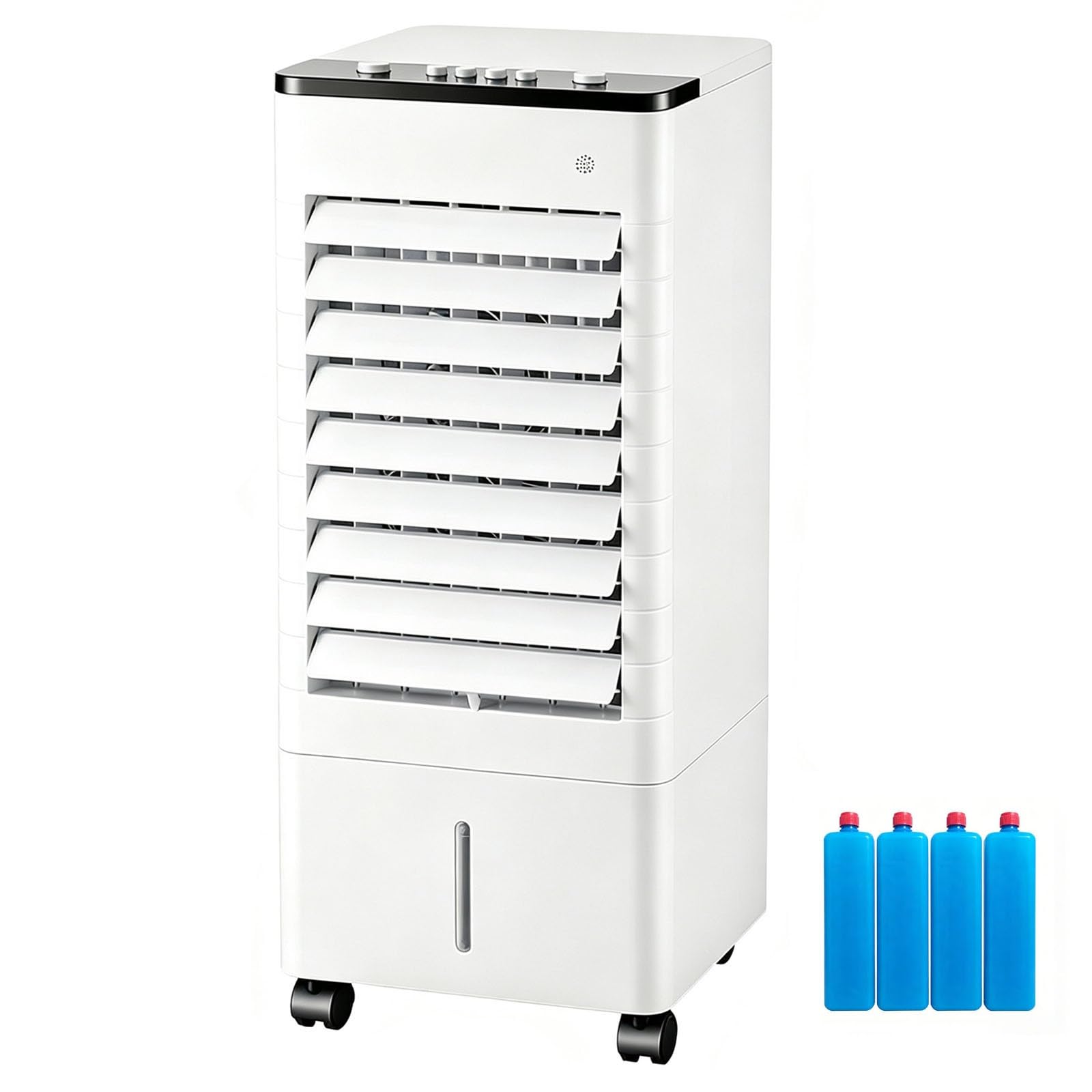 Evaporative Air Cooler, 3 in 1 Swamp Cooler, Button Control, 2.4 Gal Tank, 3 Speeds, 90° Oscillation, 4 Ice Box, 75W