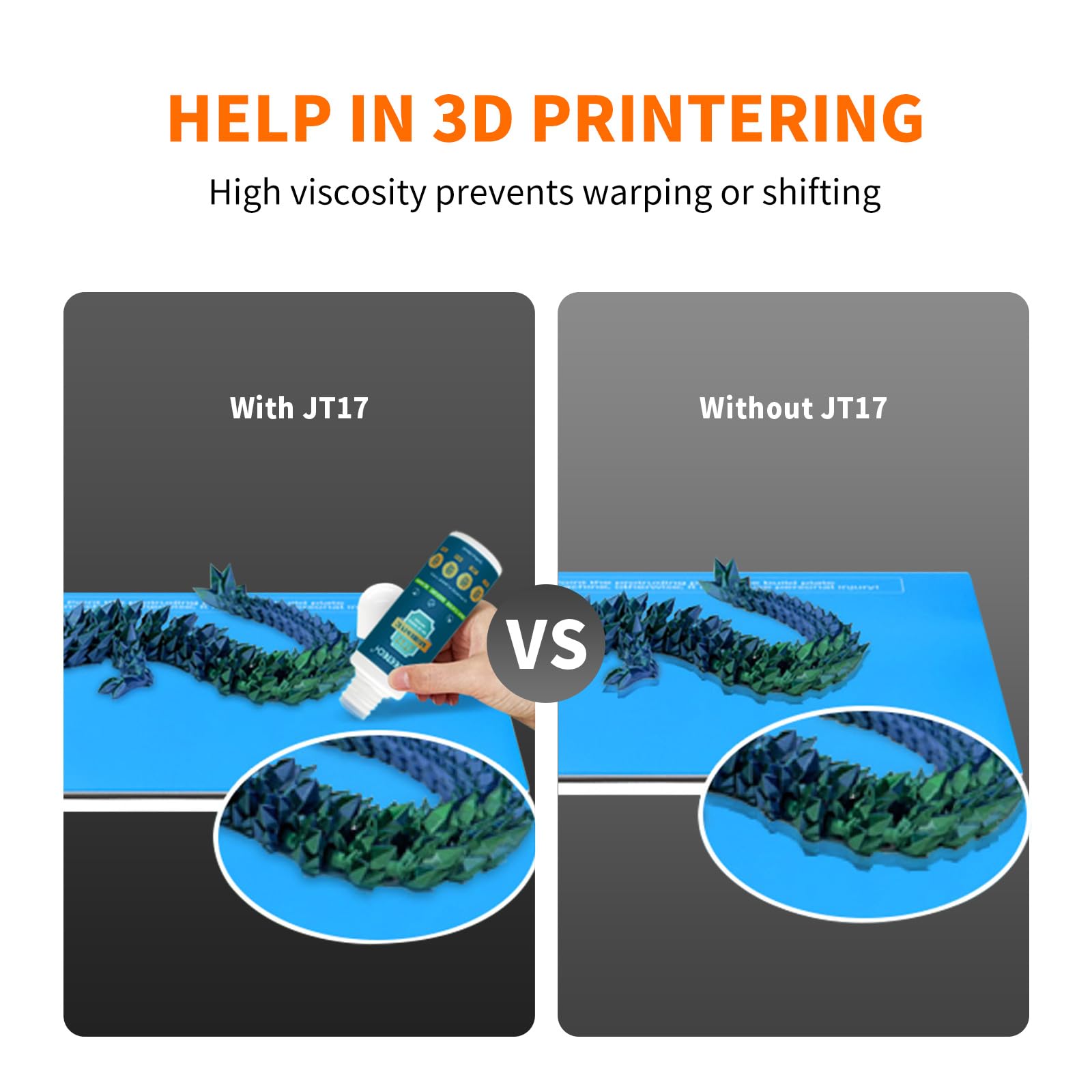 DERUC Colla per stampante 3D, JT17, 150 ml, confezione da 3, perfetta adesione della stampante 3D, formula solubile in acqua, colla per stampa 3D, compatibile con PLA, ABS, filamento PETG