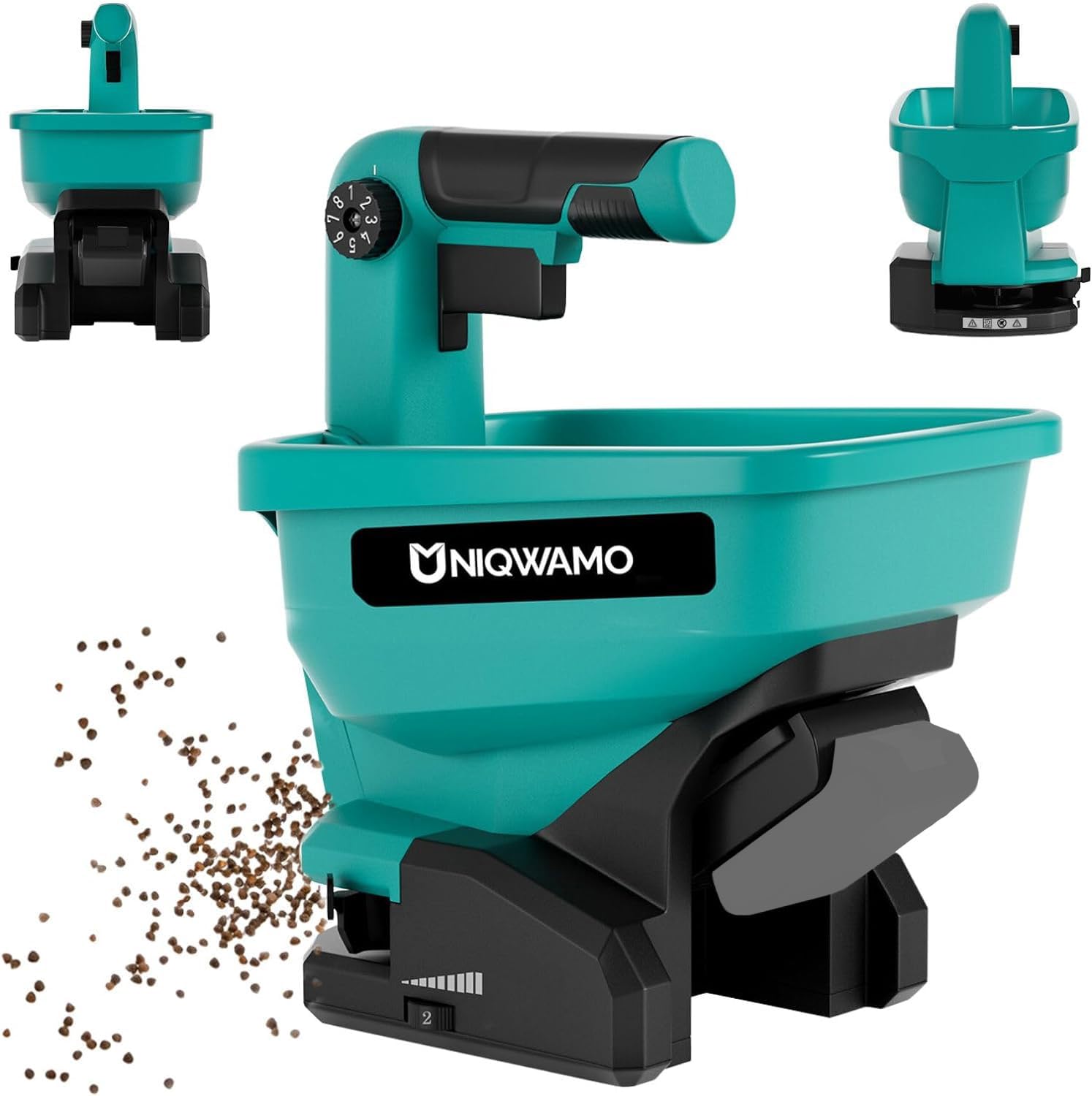 Uniqwamo Grass Seed Spreader Compatible for 18v Li-ion Battery, Handheld Power Spreader, Available Year-Round, Seed Spreaders for Lawns, Rock Salt (Battery not Included)