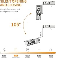 Vista 37 de Chibery 50 Pack 1-5/16" Overlay 3D Soft Close Concealed Hinge for Face Frame Door, Smooth Slow Self Closing Hinges, Satin Nickel, Hidden 105° Open