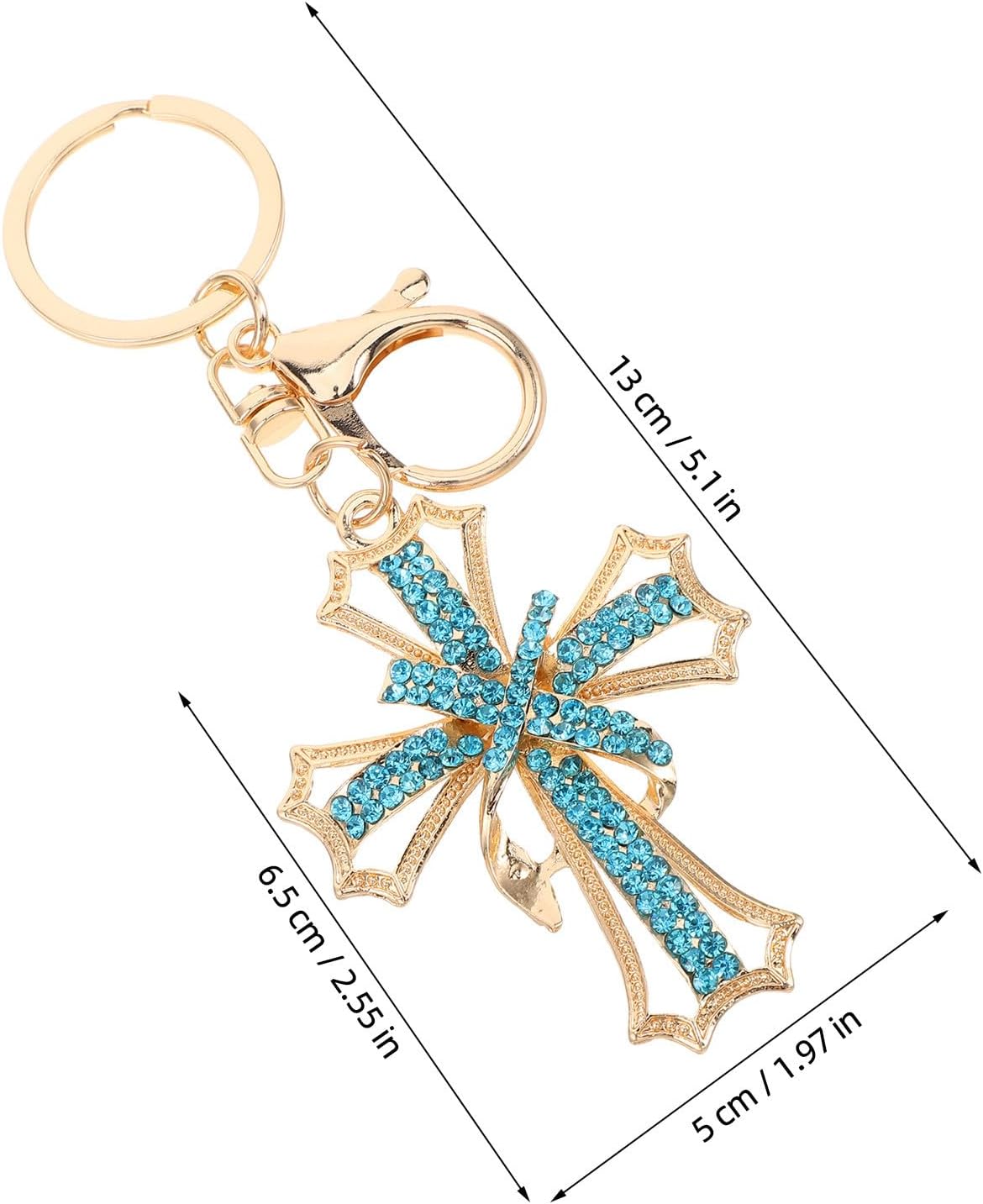 VANZACK Sparkling Cross Keychain Pendant with Reinforced Ring for Bags image 2